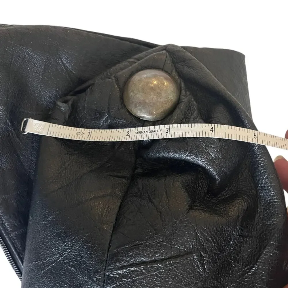 31 x 17 Vintage Womens Handbag Hobo Soft Leather Black Lg Goth Punk Minimalist